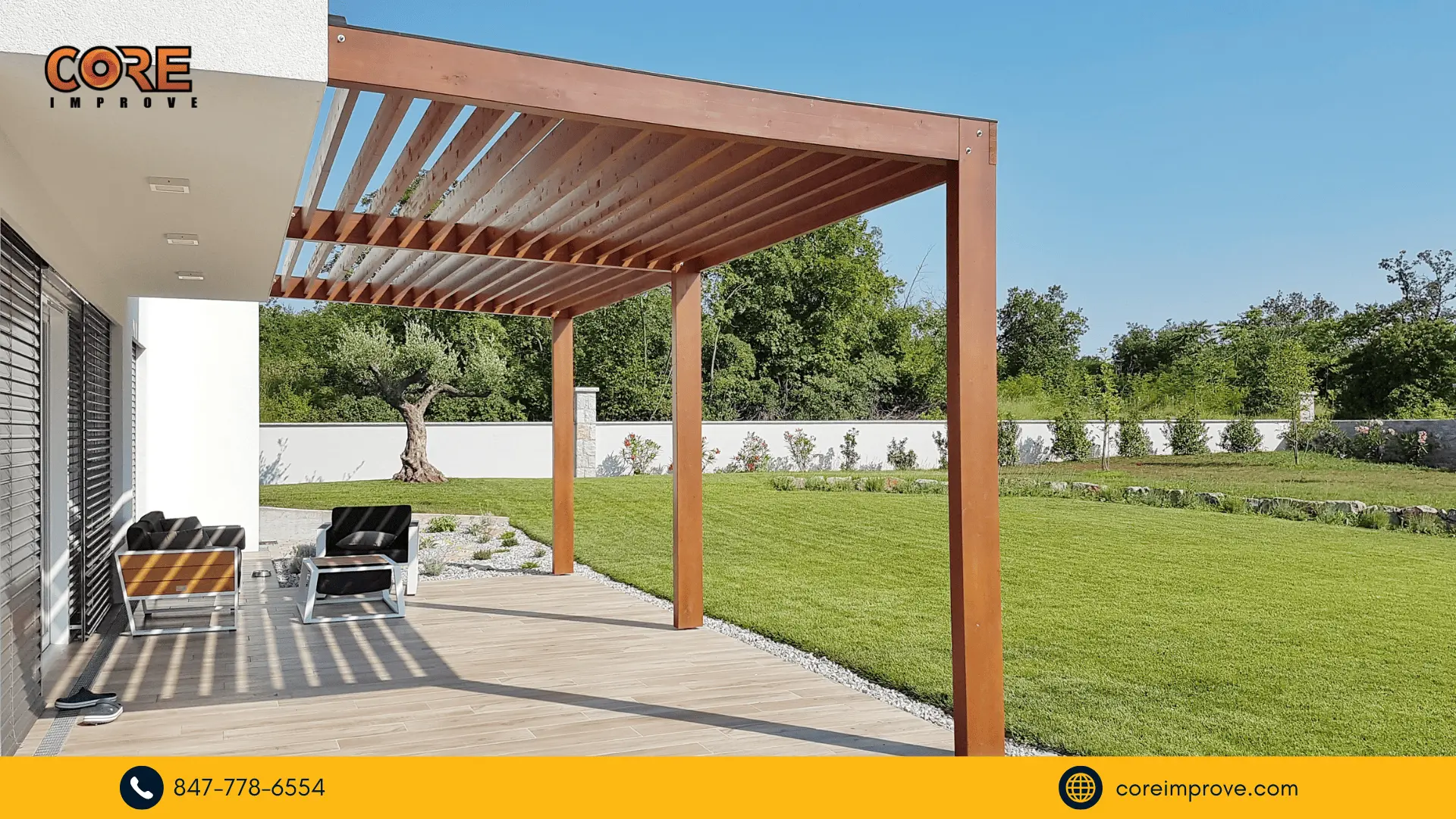 Premium Pergola Staining IL by Core Improve-Stunning Results